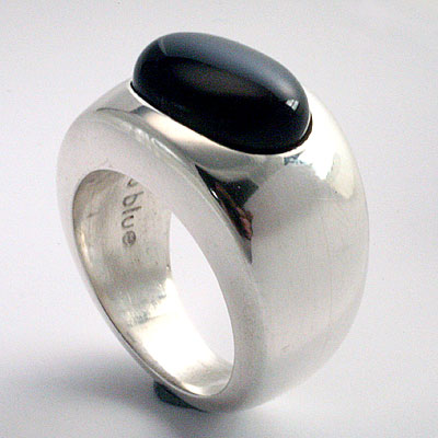 SILVER & ONYX BAND RING