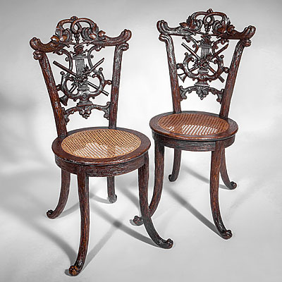 PAIR BLACK FOREST CHAIRS