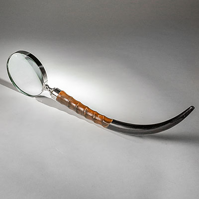 CHROME MAGNIFIER & HORN-SHAPED HANDLE