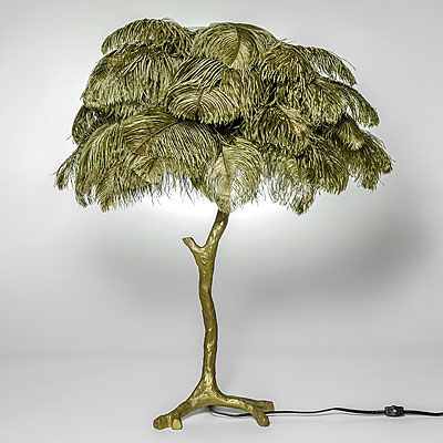 hollywood regency feather lamp