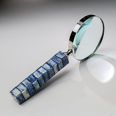 BLUE AND WHITE MAGNIFYING GLASS