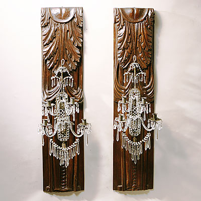 WOOD & CRYSTAL WALL SCONCES