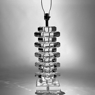 LARGE STACKED LUCITE LAMP